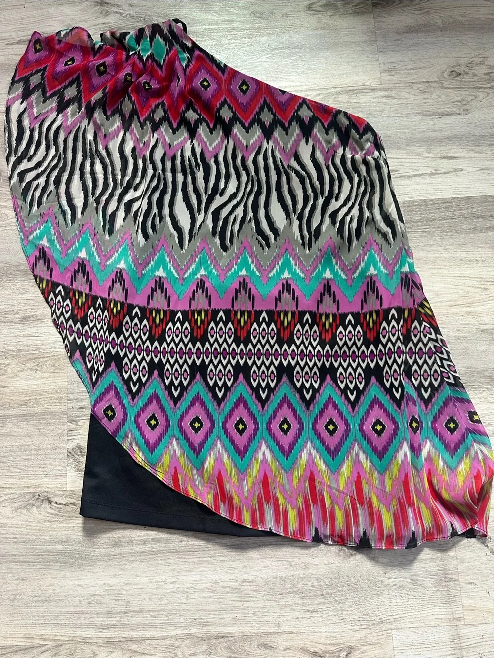 One-Shoulder Women's Coverup in Pink and Teal Aztec Print